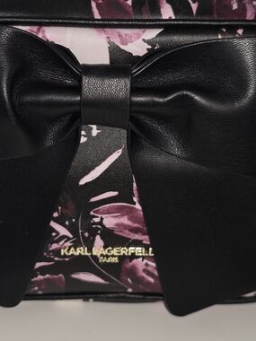 Karl Lagerfeld Black & Pink Floral Bow Shoulder Bag